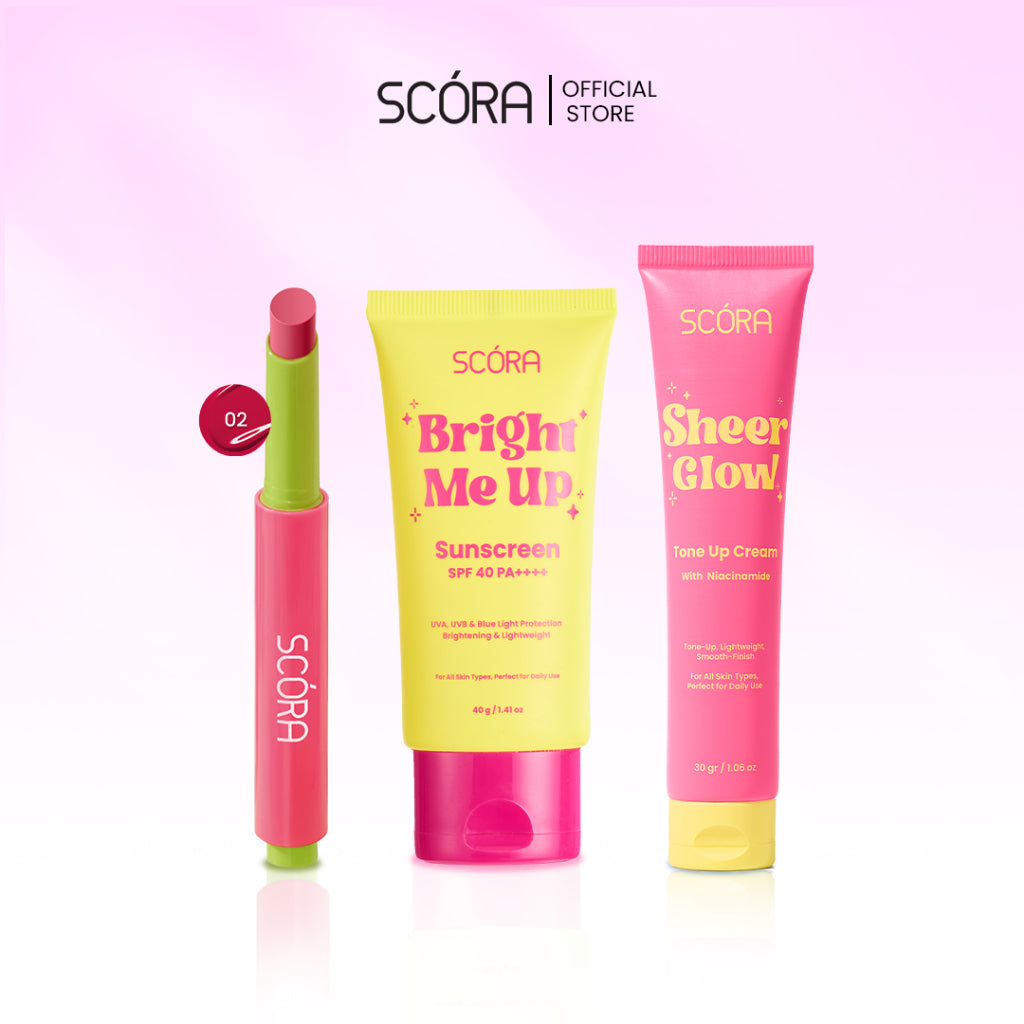 [Hero] SCORA Bloop Pop Gloss Balm 2 gr + SCORA Bright Me Up Sunscreen 40 Gr + SCORA Sheer Glow Tone Up Cream 30 ml
