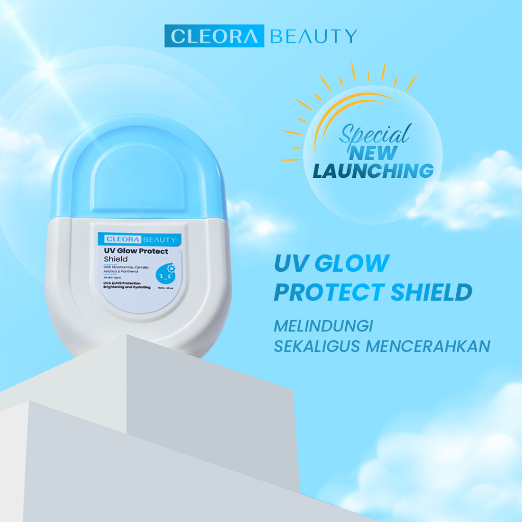 [SPECIAL OFFER] Cleora UV Glow Protect Shield - Sunscreen With Niacinamide Brightening Whitening Skincare Wajah Membantu Mencerahkan & Melembabkan Mudah Meresap Calming Lightening Suncreen Scincare Acne Melindungi Kulit Dari Sinar UVA UVB Untuk All Skin