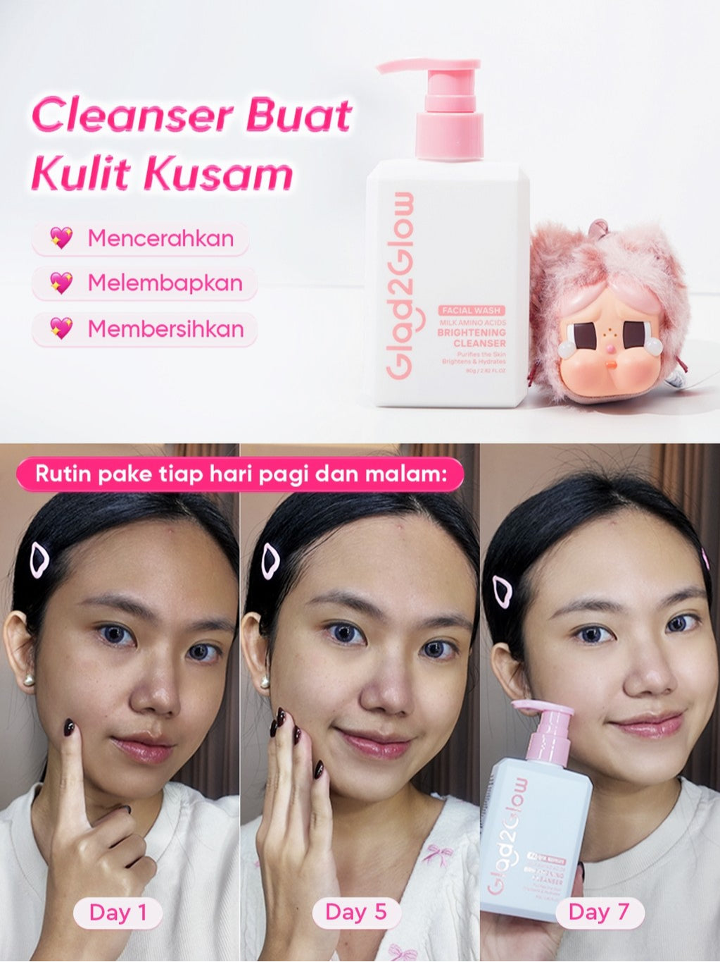 Glad2Glow Milk Amino Acid Gentle Cleanser Brightening facial wash skincare face wash sabun cuci muka cleansing balm exfoliating exfoliasi wajah sabun muka pembersih wajah Mencerahkan wajahMelembabkan kelembaban Mengandung asam amino g2glow official store