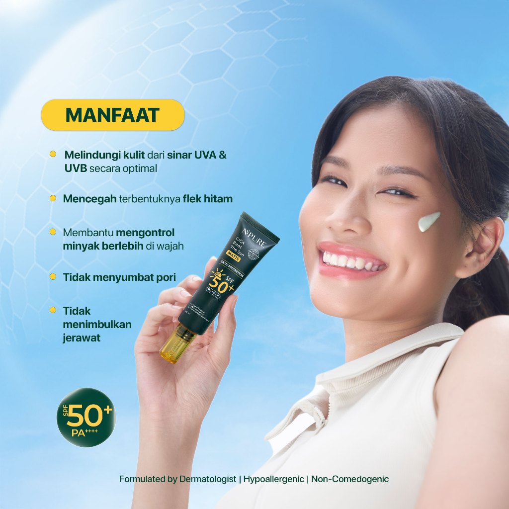 2PCS TWIN PACK SUNSCREEN - NPURE  Cica Beat The Sun Matte / SUNSCREEN HYPOALLERGENIC Acid Extract Beruntusan Hydrating Mencerahkan Wajah