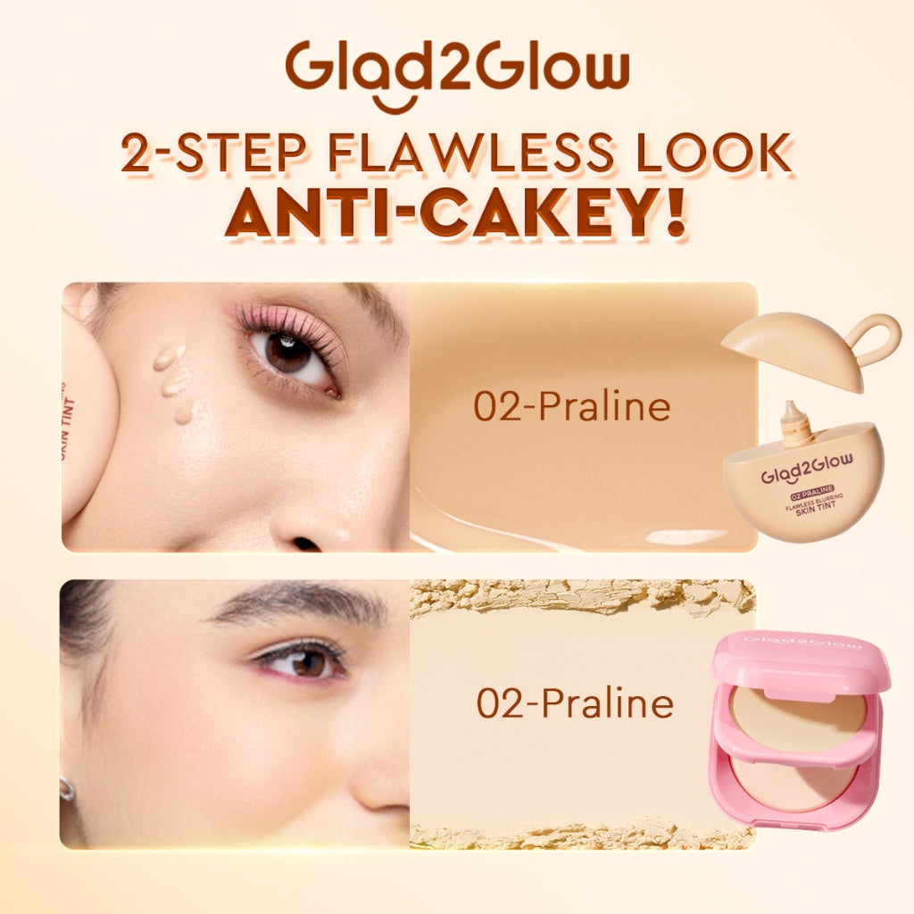 [NEW LAUNCH] Glad2Glow FLAWLESS BLURRING SKIN TINT 30G Concealer Foundation Bedak padat Make up Lightweight Coverage Long-lasting 12-Hour Soft-Focus Flawless Skin oil-control  Bio-Mimetic Film Technology Squalane Care g2glow official store