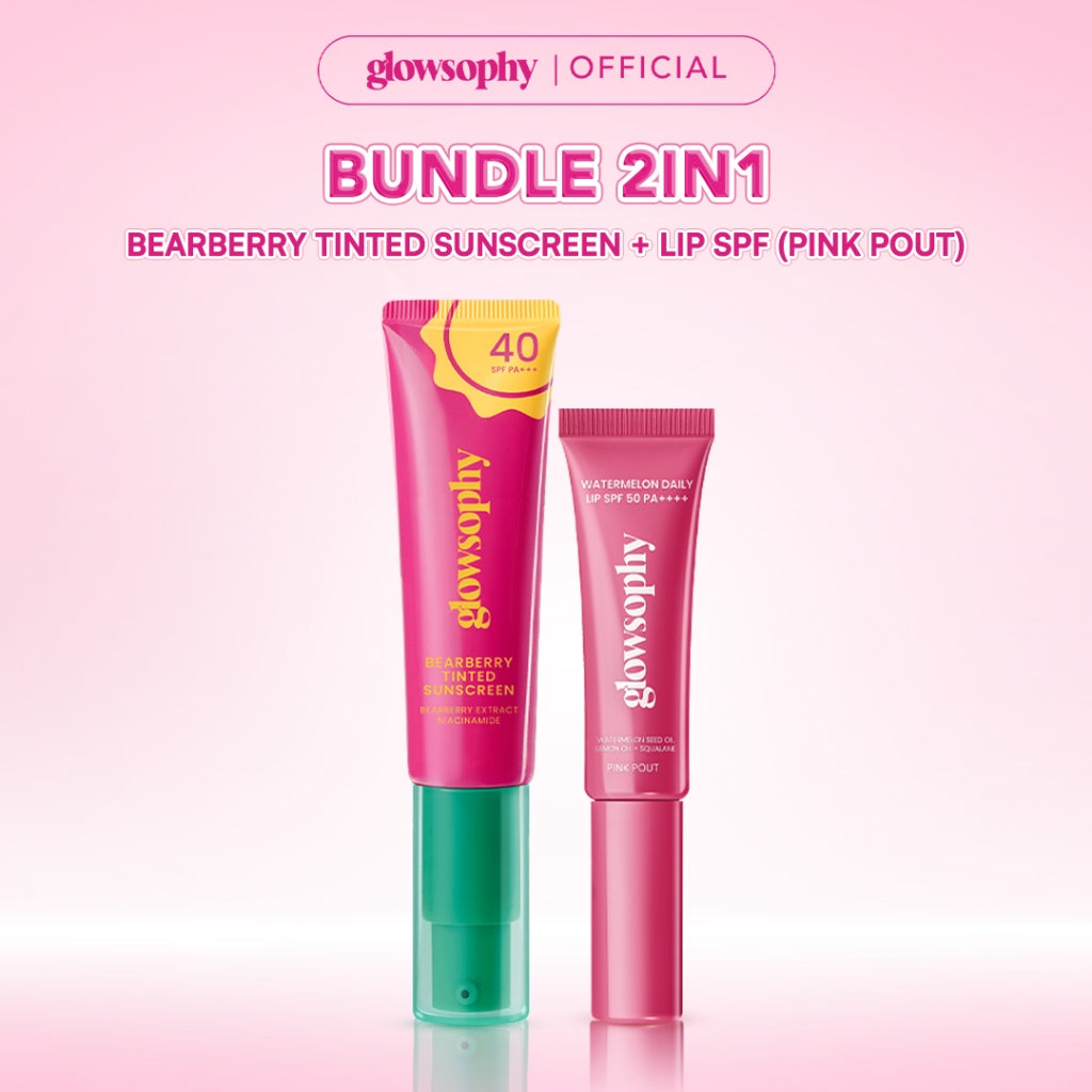 Glowshopy Bundle 2in1 Sun Buddies Lip SPF + Sunscreen 100ml - Melindungi dari sinar UVB dan UVA, Menjaga bibir tetap lembap, lembut, dan sehat, Kilau natural untuk bibir lembut dan tampak sehat sepanjang hari