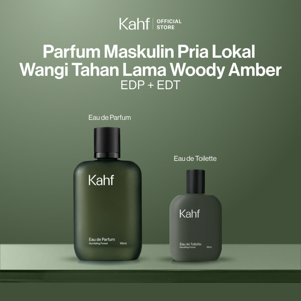 NEW LAUNCH EDP! Kahf Humbling Forest Parfum Series (Eau de Parfum 100 ml + Eau de Toilette 35 ml) - Fragrance EDP EDT Cedarwood, Oakmoss & Amber - Parfum Maskulin Pria Lokal Wangi Tahan Lama Woody Amber & Percaya Diri Seharian