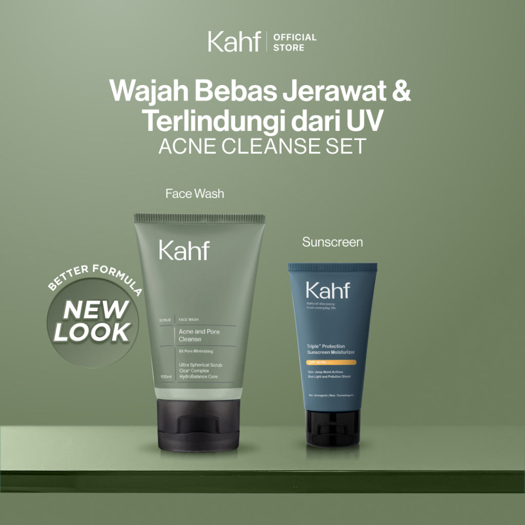 [KAHF BUNDLE 2IN1 PAKET PERAWATAN WAJAH : BEBAS JERAWAT & TERLINDUNGI UV] Paket Face Care Expert Complete Kit (Face Wash + Sunscreen Moisturizer) - Suitable for Daily Use