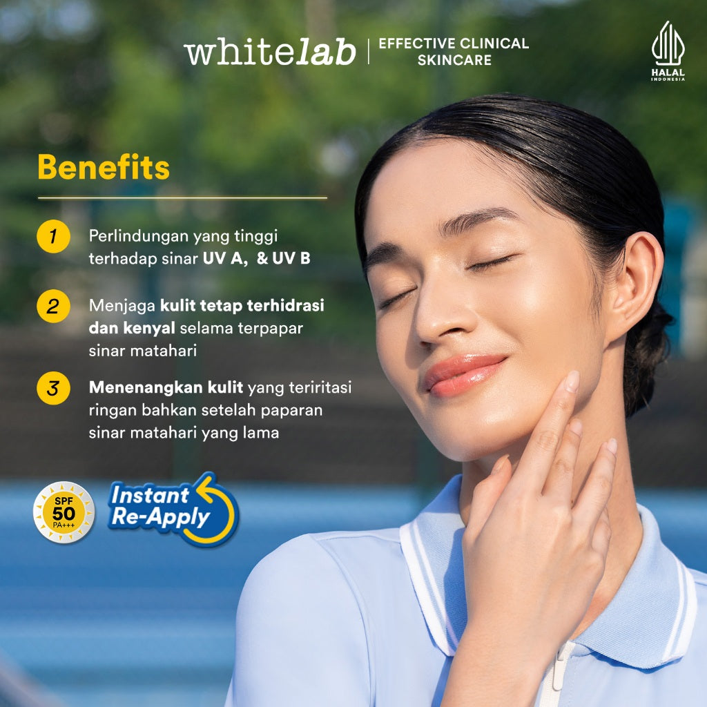 Whitelab Sunscreen Spray SPF 50 PA+++- Ultralight - Sunblock Ringan Anti Komedo Jerawat Pelindung Sinar Matahari UV A UV B Blue Light dengan Niacinamide, Tidak Lengket, Whitecast & Pilling [BPOM]