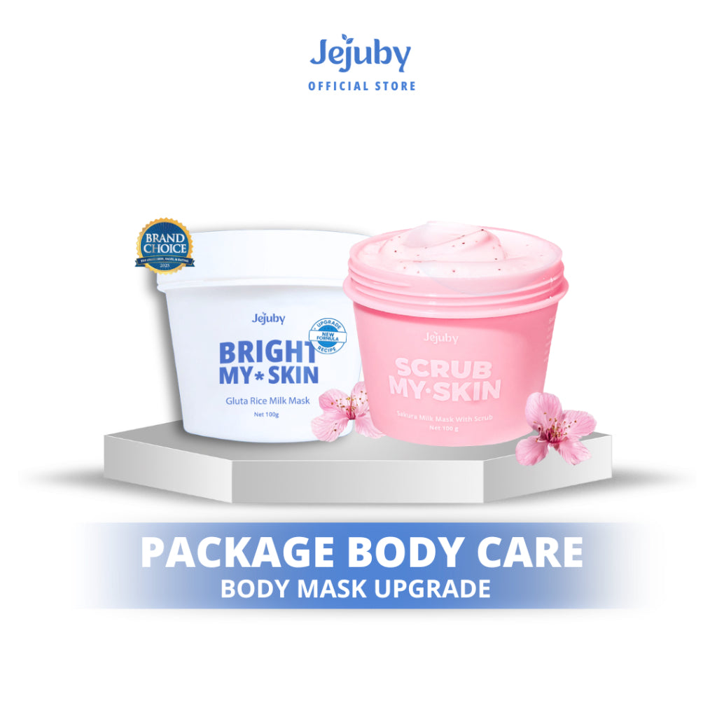 [TWIN BODY MASK] Gluta Rice Milk Mask 1 pcs + Sakura Milk Mask with Scrub 1 pcs [BPOM]