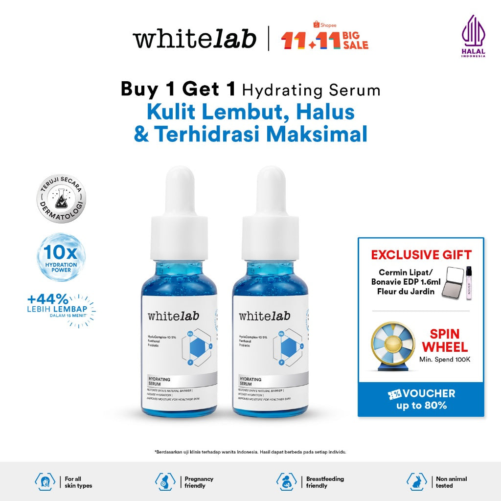 [BUY 1 GET 1] Whitelab Hydrating Serum - Serum Kulit Kering Perkuat Hidrasi untuk Kulit Lembap, Halus & Kenyal dengan Hyaluronic, Panthenol & Probiotic [BPOM]
