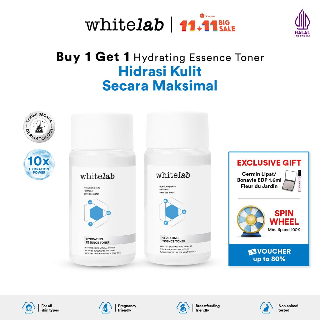 [BUY 1 GET 1] Whitelab Hydrating Essence Toner - Toner untuk Kulit Terhidrasi, Lembap, Kenyal dengan Hyaluronic & Panthenol [BPOM]