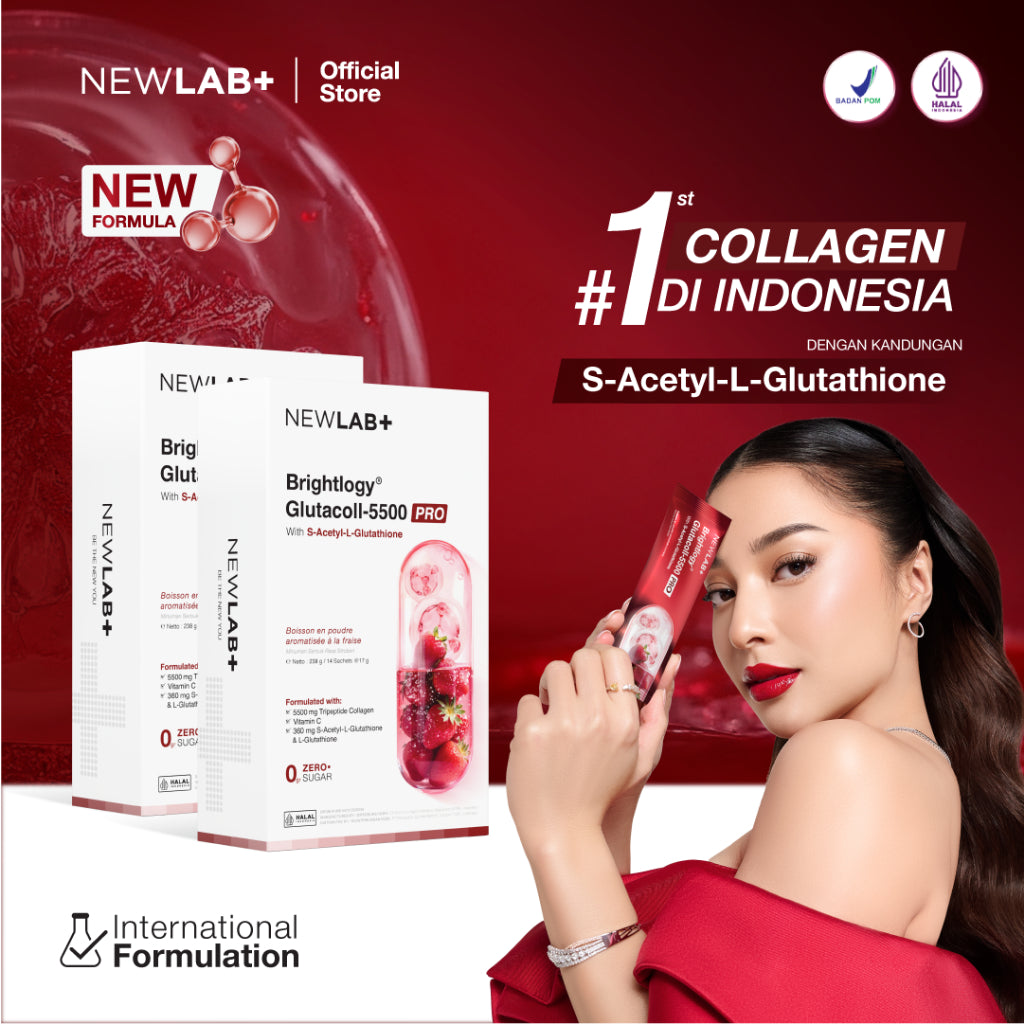 [FREE GIFT New Launch]  NEWLAB Brightlogy GlutaColl-5500 - PRO | Collagen Glutathione Drink | 13X Efektif Kulit Cerah & Sehat | S-Acetyl-L-Glutathione|Efektif Memutihkan 13X|14 - 28 Sachet
