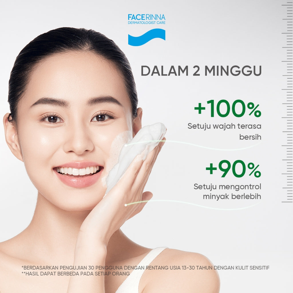 FACERINNA Salicylic Acid Acne Gel Cleanser 70ml / 120ml  | Gentle Sabun Cuci Muka Menenangkan Jerawat Mengontrol Minyak & Menghilangkan Komedo Oil Control Clean Calming Down Facial Wash Skincare Face Wash Cleansing Balm Pembersih Wajah  | Panthenol Gentl