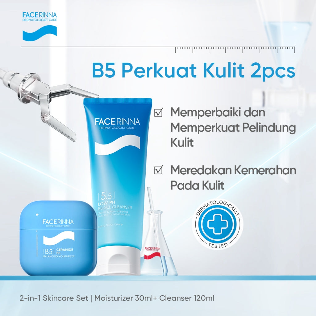 FACERINNA Low pH B5 Gentle Cleanser 70ml / 120ml | Skin Barrier Facial Wash Skincare Face Wash Sabun Cuci Muka Gentle untuk Kulit Sensitif Melembabkan & Memperbaiki Skin Barrier | Brightening Exfoliating Sabun Muka Pembersih Wajah Dengan Amino Acid