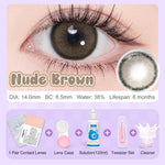 [Diameter kecil Kit]Magister Softlens Minus Kit 14.0mm softlens paketan lengkap minus Nude Brown OMG