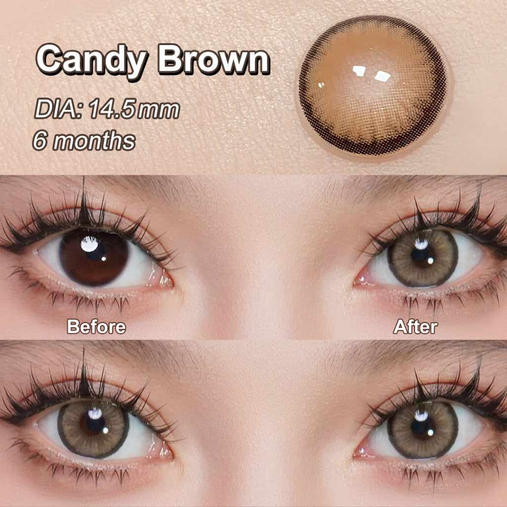 [Candy Brown Minus 8.00]Magister Softlens Berwarna Sepasang Big Eyes 14.5mm Candy Brown Allure Gray Softlens 6bulan