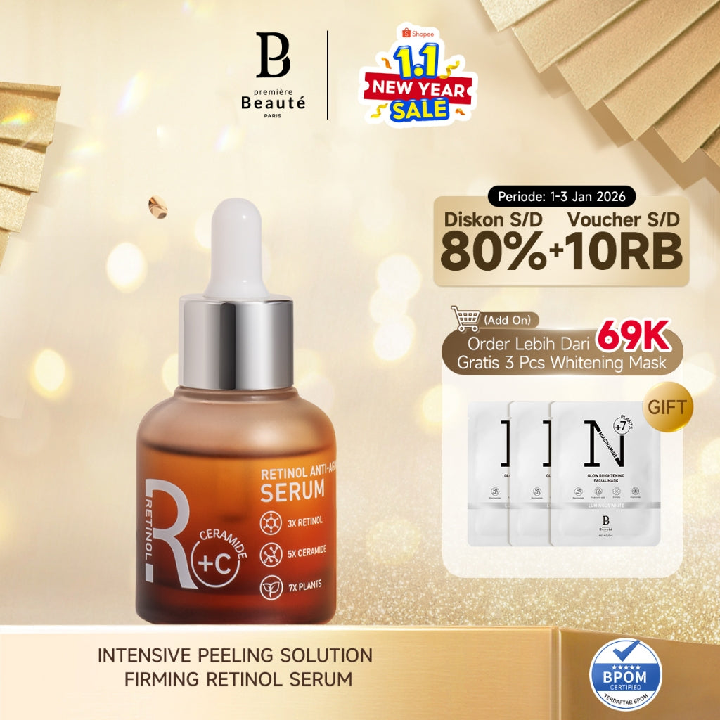 PREMIERE BEAUTE REVERSE SERIES RETINOL ANTI-AGING SERUM 30ml Tightens & Brightens Skin Visible Anti Aging & Samarkan Kerutan Retinol Skin Renewal