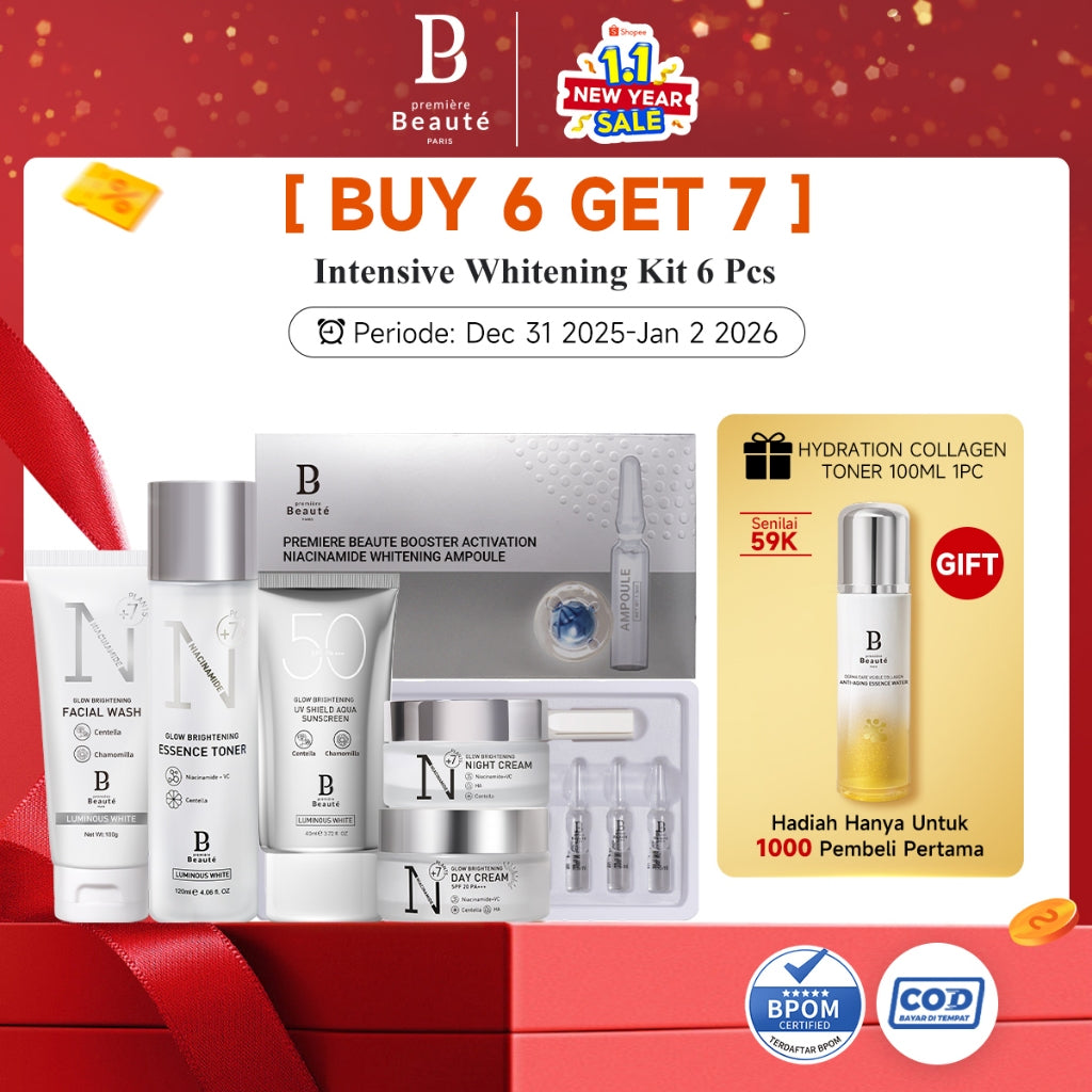 [New Year Gift]  PREMIERE BEAUTE [BUY 6 GET 7] Intensive Whitening Kit 6 Pcs Glow Whitening Paket Series Brghtening Packet wajah Skincare BPOM