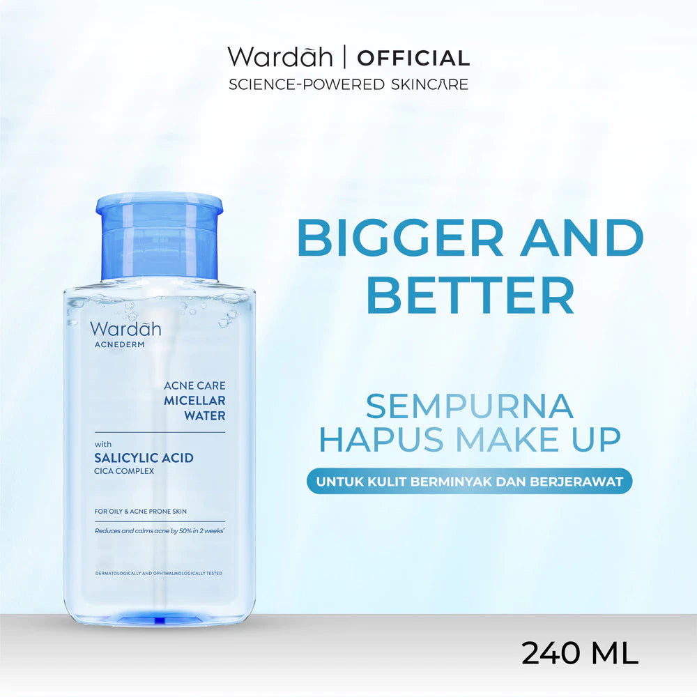 WARDAH Micellar Water All Series Perfect Bright Calm and Soothe Nature Daily Acnederm Lightening Oil Infused Pembersih Wajah Make Up Remover Waterproof Tanpa Bilas Skincare