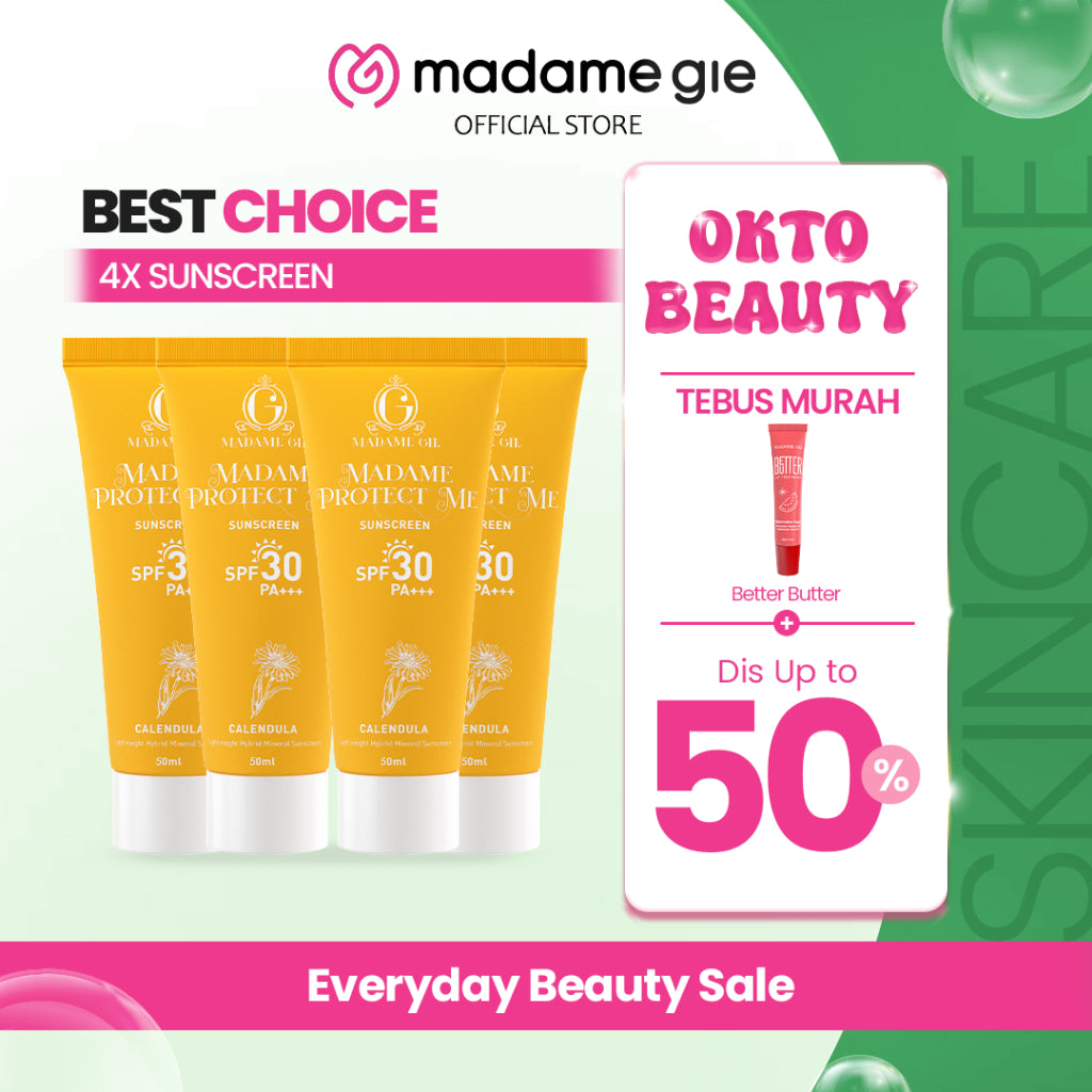 4X Madame Gie Madame Protect Me Sunscreen SPF 30 PA +++ 50ml With Calendula - Skincare Sunblock