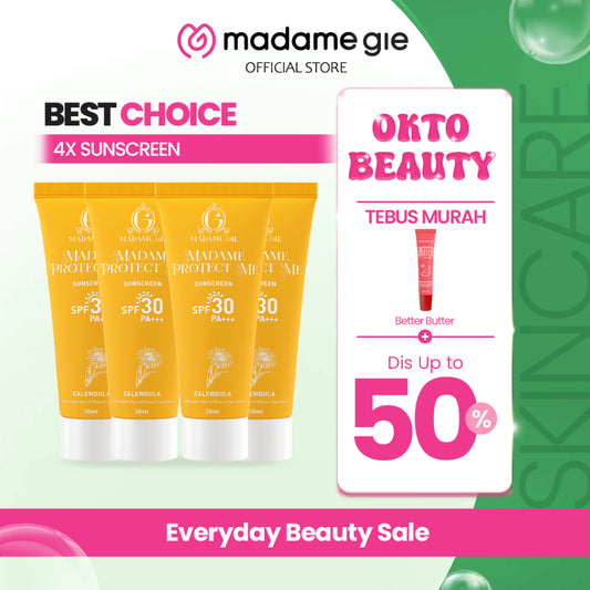 4X Madame Gie Madame Protect Me Sunscreen SPF 30 PA +++ 50ml With Calendula - Skincare Sunblock