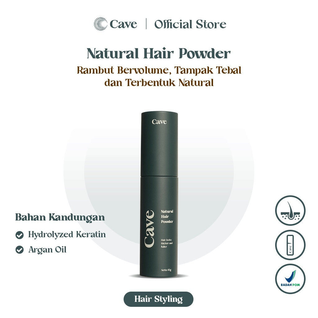 Cave Natural Hair Powder 10 gr - Bedak Styling Rambut Pria Membuat Bervolume Tebal & Anti Lepek