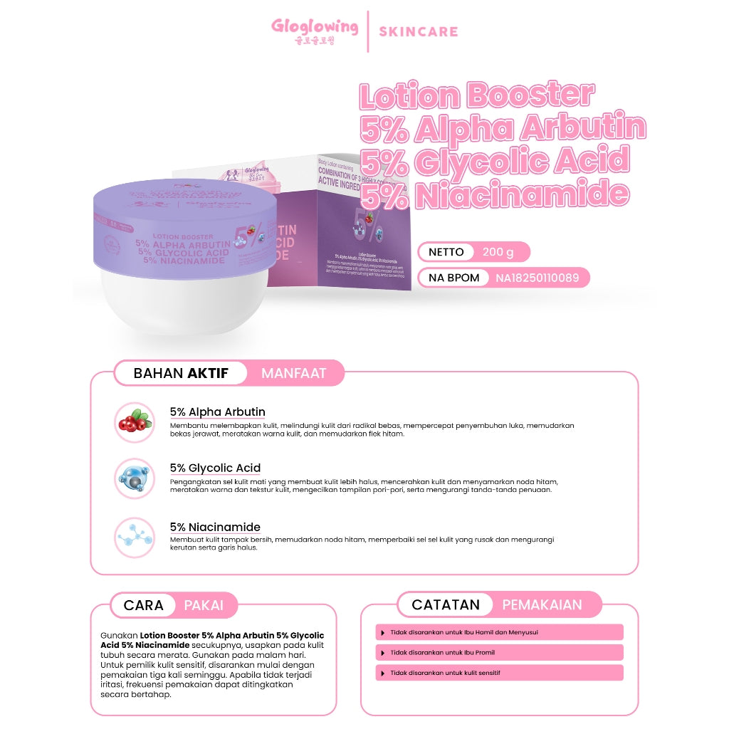 [NEW PRODUCT] GLOGLOWING Lotion Booster 5% Alpha Arbutin 5% Glycolic Acid 5% Niacinamide 200ml