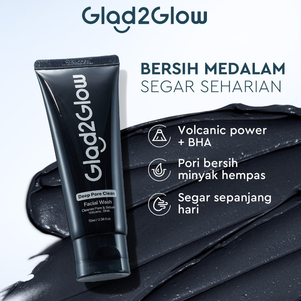 [NEW]Glad2glow Cleansing and Care Super Combo Volcanic Ash+BHA Deep Pore Clean Facial Cleanser Mencegah Komedo Face Wash Anti Jerawat Mengontrol Minyak Mencerahkan Kulit Mengecilkan Pori-Pori Pembersihan Mendalam g2glow official store