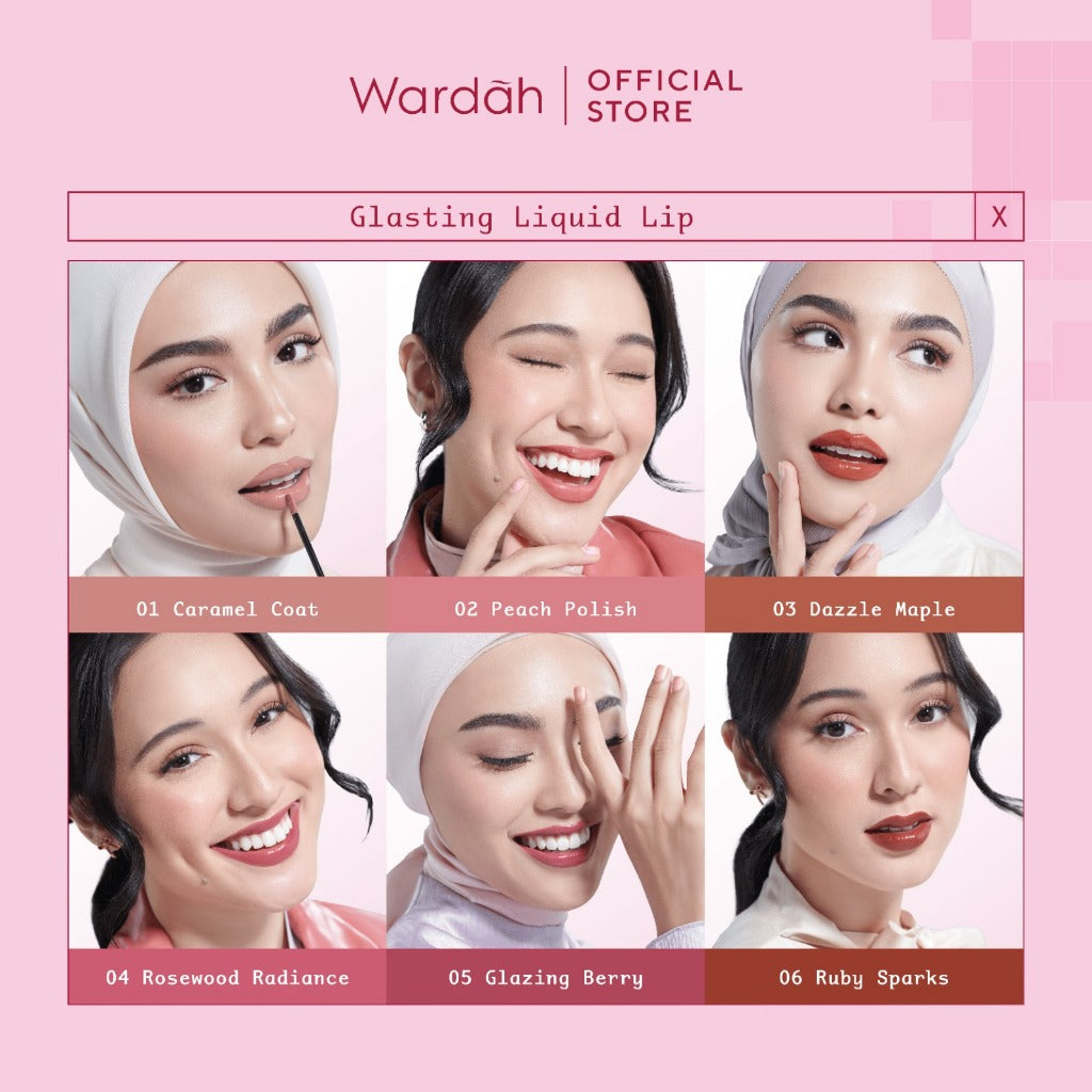 BEST SELLING! WARDAH Glasting Liquid Lip PINK POWER Lip Stain Lipgloss Lipstik Liptint Lip Matte Lipstick Lipcream Cleopatra Look Lip Cream Glossy Lip Longlasting Waterproof Tahan Lama Glaze Lip Makeup Two Tone Lip