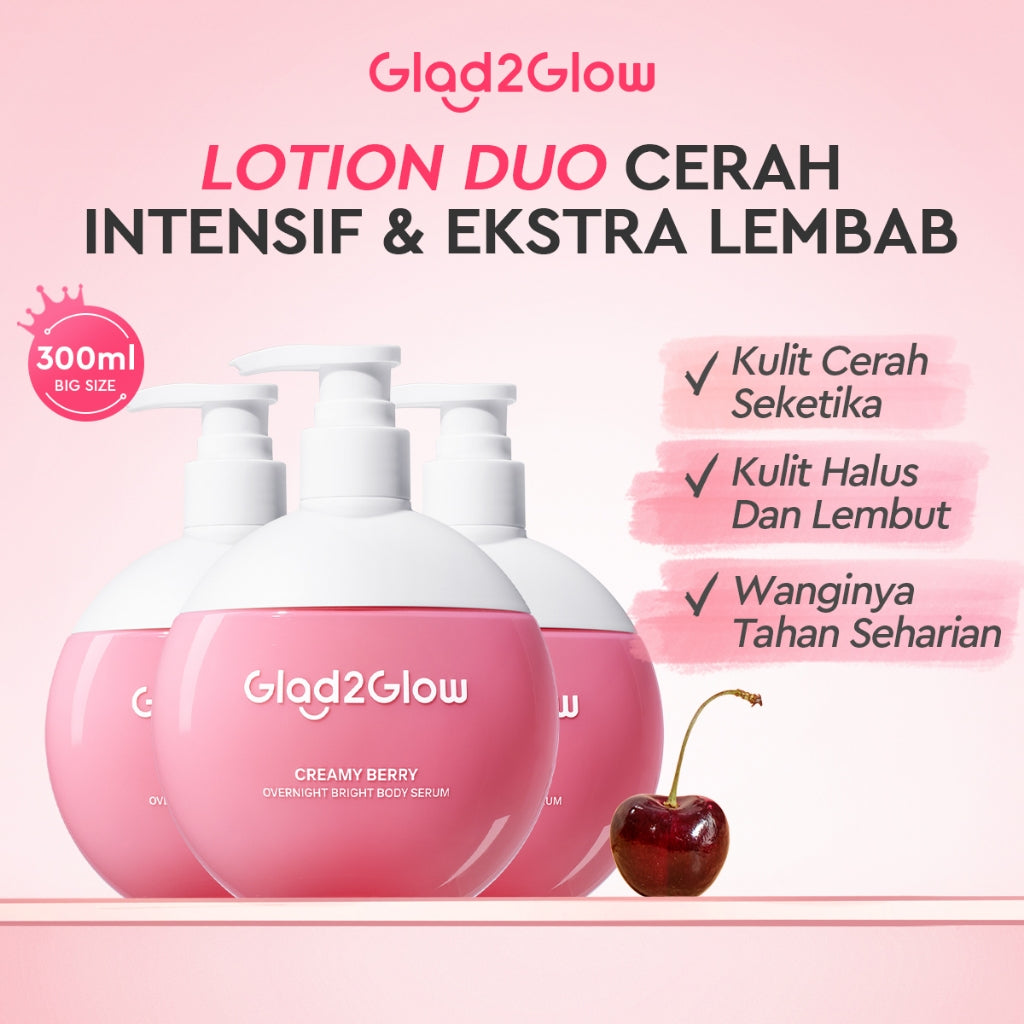 Glad2Glow Creamy Berry Overnight Bright Body Serum 300ml body lotion handbody aha whitening body serum body serum lotion handbody pemutih badan pemutih badan hb pemutih badan citra hand body brighty purbasari body serum slavina g2glow official store