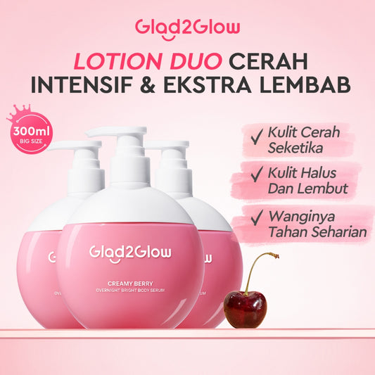 Glad2Glow Creamy Berry Overnight Bright Body Serum 300ml body lotion handbody aha whitening body serum body serum lotion handbody pemutih badan pemutih badan hb pemutih badan citra hand body brighty purbasari body serum slavina g2glow official store