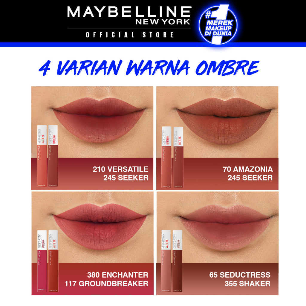 MAYBELLINE OFFICIAL Paket Hemat Superstay Matte Ink 2 pcs Ombre Set Lipstick - Long Lasting Lipstick Matte Waterproof Transferproof Lipstik