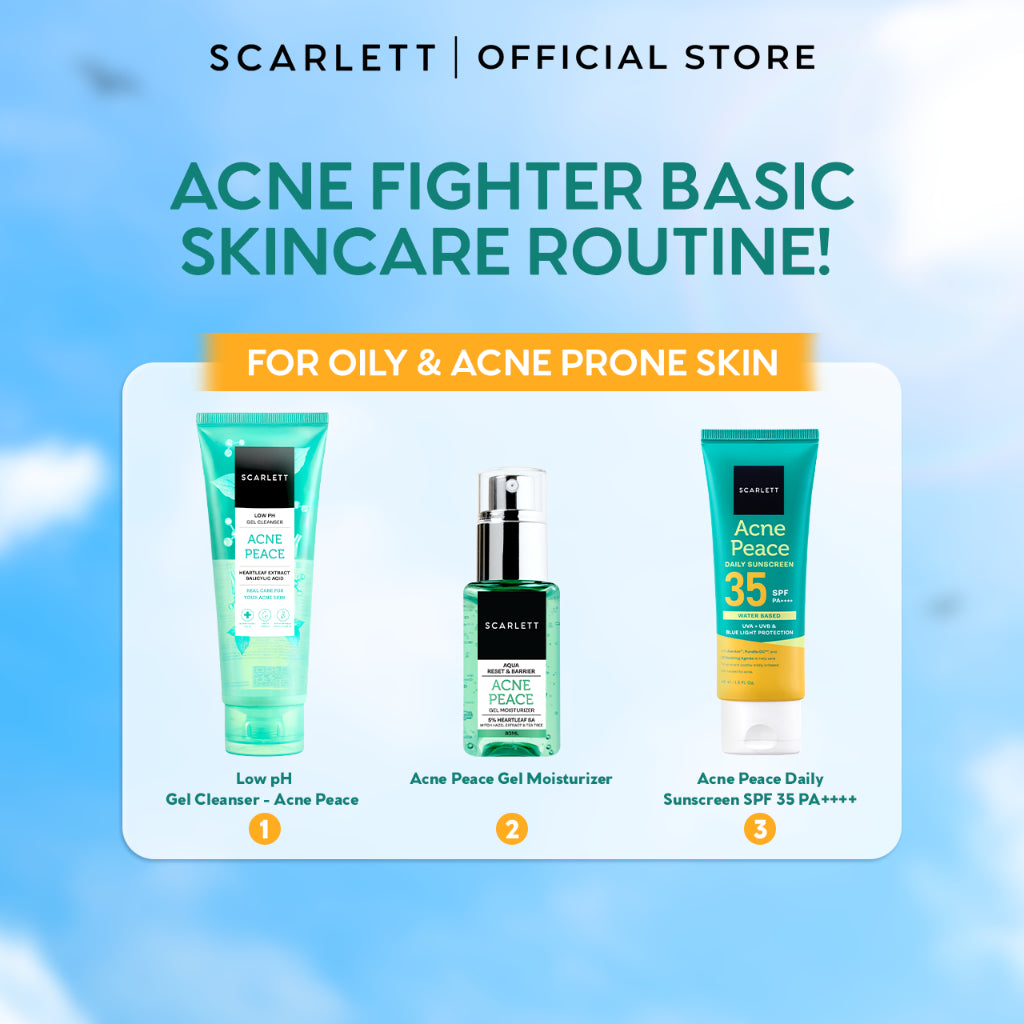 SCARLETT Twinpack Acne Peace Daily Sunscreen SPF 35 PA++++ – Sunscreen Kulit Berjerawat , Teruji In Vivo , Non Acnegenic Tested , Non Comedogenic Tested, Melawan Jerawat