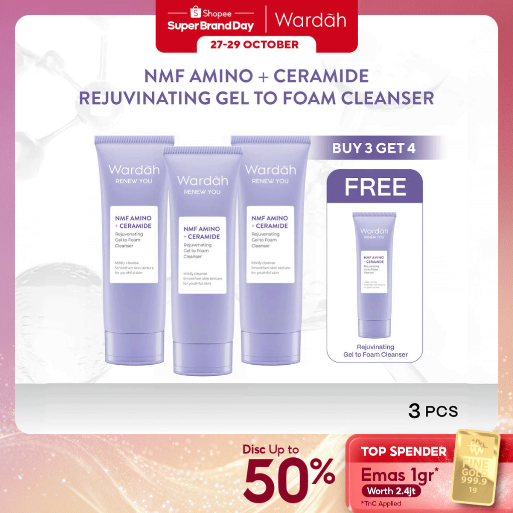 Wardah 100rb-an Sabun Cuci Muka Setahun Gentle Facial Wash Low PH Series 100ml (NMF Amino Crystal Secret, NMF Amino Renew You, NMF Amino Hydra Rose, Cica Aloe - Sabun Cuci Muka Gentle Acid Gentle Expert - Skincare