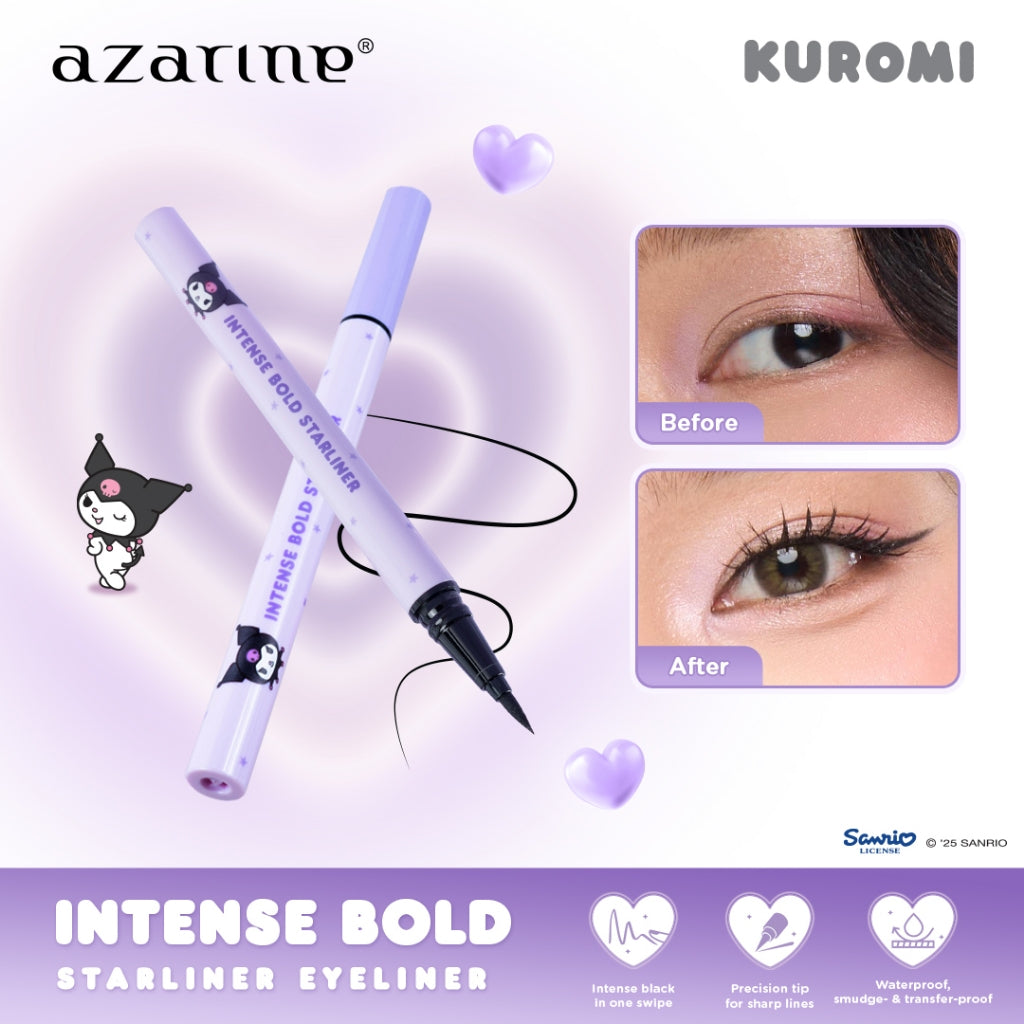 Azarine Intense Bold Starliner [0.55ml] Eyeliner Hitam Waterproof Longlasting Smudgeproof Transferproof Anti Luntur Tahan Lama di Kelopak Berminyak