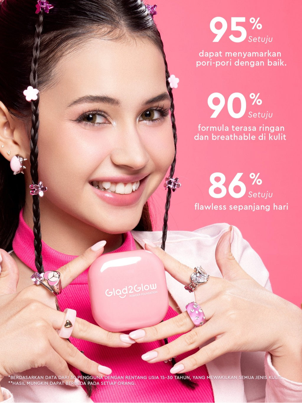 Glad2Glow Perfect Blurring Powder Foundation waterproof setting two way cake TWC Mengandung squalane dan vitamin E concealer pengontrol minyak meratakan warna kulit bantalan udara yang menjaga kelembapan alas bedak krim BB concealer g2glow official store