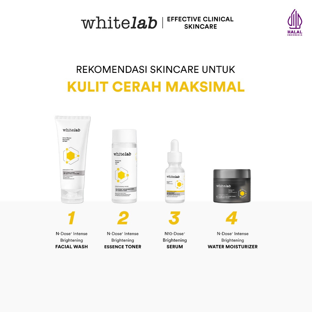 Whitelab Paket Wajah Brightening Niacinamide Facial Wash, Toner, Serum, Night Moisturizer - 4 pcs N-Dose+ 2.0 Skincare