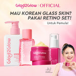 [Cocok Untuk Pemula] Glad2Glow Cerah Retinol Bundle 4in1-Brightening Moisturizer+Serum+Cleanser+toner Retinol  skincare paket pembersih perawatan kulit warna kulit pelembab wajah all in 1g2glow official store