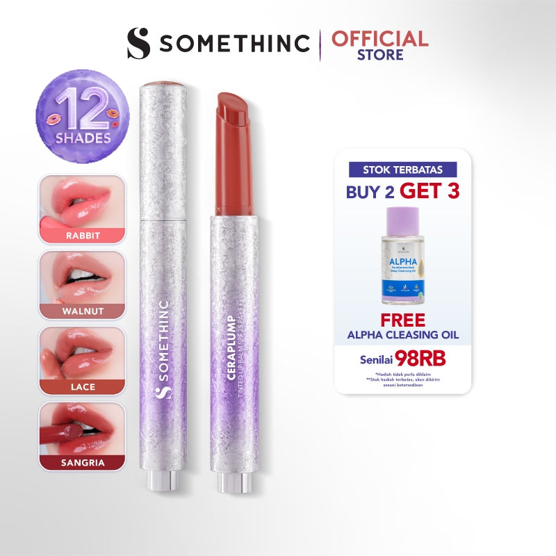 [TWINPACK] SOMETHINC Ceraplump Tinted Lip Balm SPF25 PA++++ - Warna Untuk Melembabkan & Memperkuat Lip Barrier | Glowy Finish, Untuk Bibir Terlihat Lebih Sehat & Plumpy Twin Pack - free oil cleanser