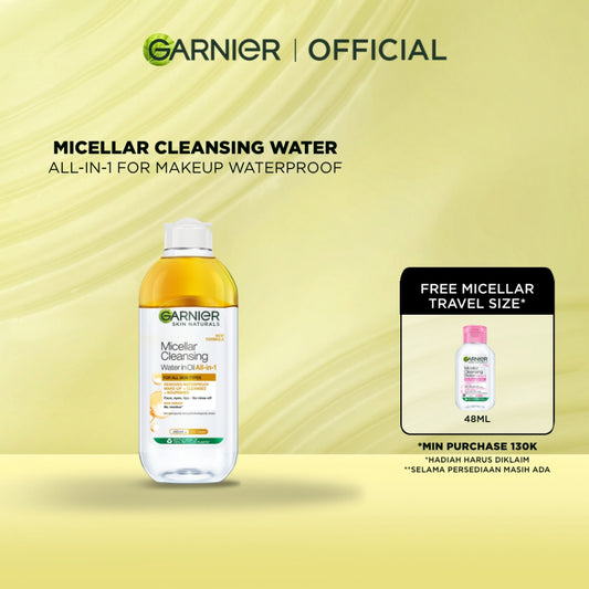 GARNIER Micellar Water Oil-Infused Skin Care 400ml Skincare Cleansing - Pembersih Wajah & Make up Waterproof untuk semua jenis kulit Micellar Cleansing Water