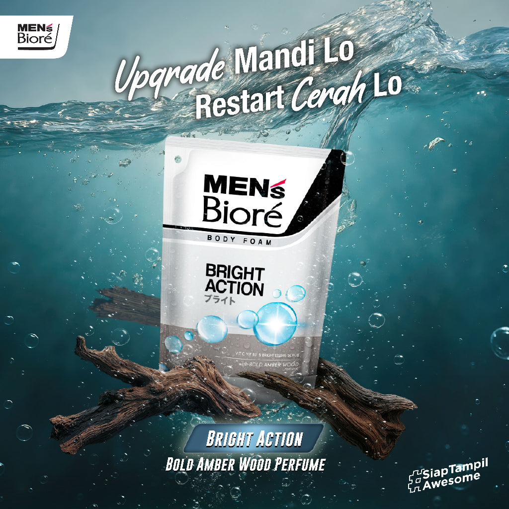 Men's Biore Body Foam Sabun Mandi Cair Pria Bright Action 250 ml Botol
