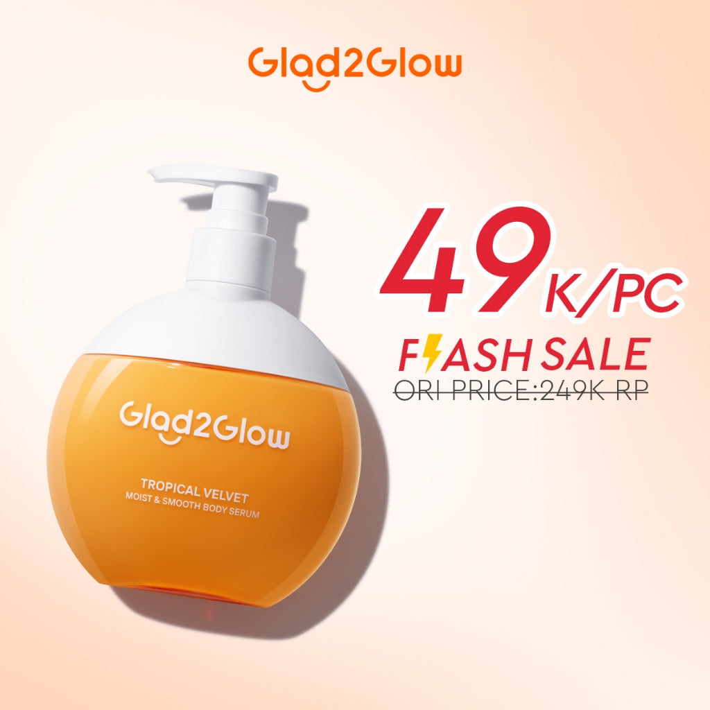[SPECIAL DISCOUNT]GLAD2GLOW Tropical Velvet Moist & Smooth Hand Body Serum 300ml | Body Cream Body Lotion Menghidrasi Kulit Mencerahkan Dan Pemutih Tubuh Atasi Kulit Belang Brighty Body Care Whitening Skinvu body lotion glad2glow official store