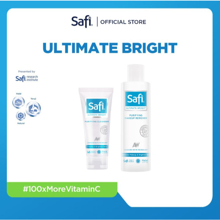 [MUST HAVE] Super Bright Day Cleanser - Safi Ultimate Bright Purifying Cleanser 100gr & Makeup remover 200ml
