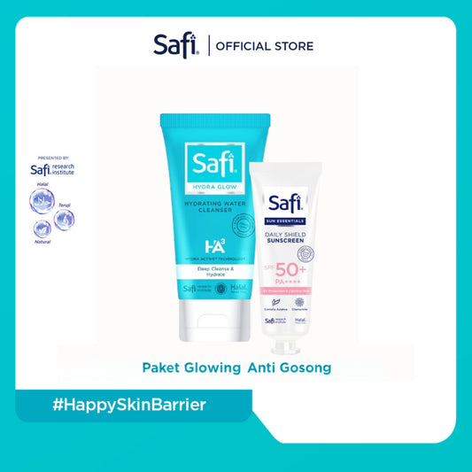 Paket Safi Glowing Anti Gosong - Cleanser 125gr + Sunscreen 30ml