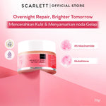 Scarlett Whitening Brightly Ever After Night Cream - Moisturizer Krim Pelembab Wajah untuk Mencerahkan Melembabkan & Memudarkan Noda Hitam di Kulit Wajah dengan Sensasi Menyegarkan || Kombinasi Licorice Extract & Niacinamide sebagai Pemutih Wajah