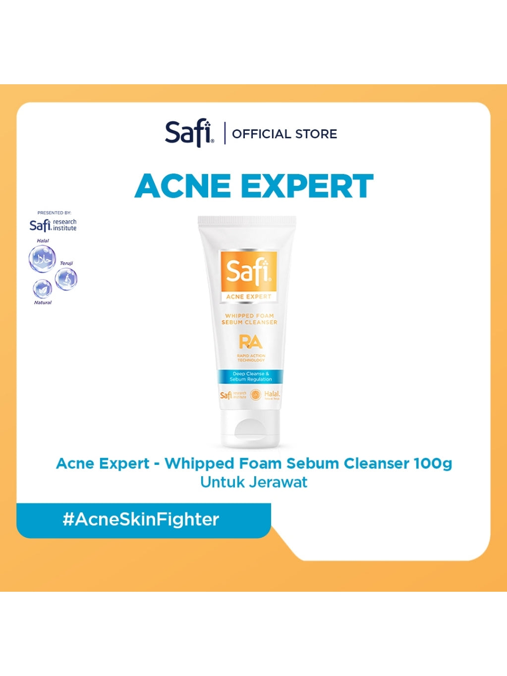 SAFI - Acne Expert - Whipped Foam Sebum Cleanser 100gr - Untuk Jerawat