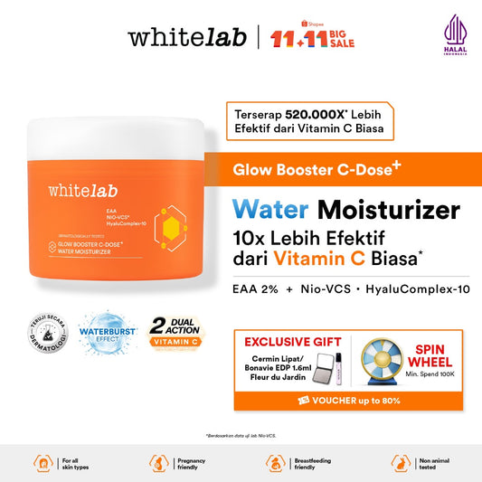 Whitelab Glow Booster C-Dose+ Water Moisturizer - Pelembap Pencerah Wajah, Menghidrasi dengan Hyaluronic & Tekstur Ringan [BPOM]