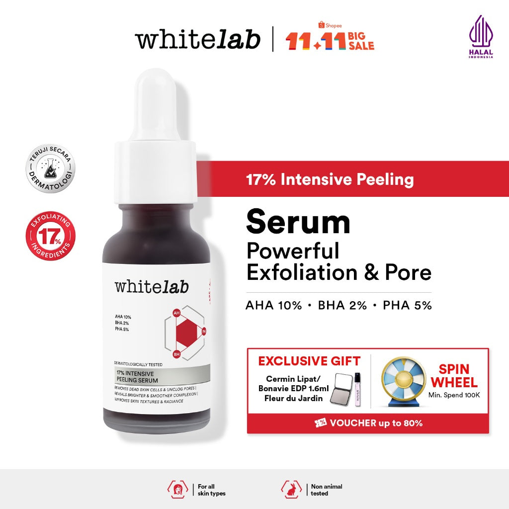 Whitelab 17% Intensive Peeling AHA BHA PHA Serum - Serum Eksfoliasi Pengangkat Sel Kulit Mati Memperbaiki Tekstur Kulit Sebum Melting Komedo [BPOM]