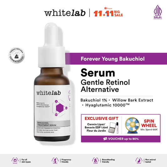 Whitelab Bakuchiol Treatment Serum - Atasi Jerawat dan Bruntusan Alternatif Retinol dengan Bakuchiol & Hyaglutamic [BPOM]