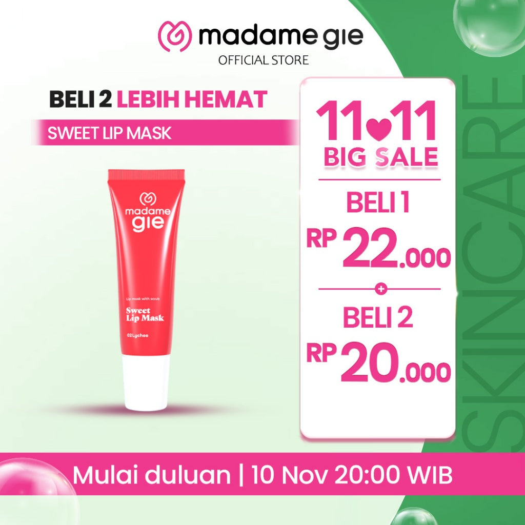 [BELI 2 LEBIH HEMAT]  [FLASH SALE] Madame Gie Sweet Lip Mask - Lip Scrub Vitamin E, Lip Balm, Moisturizer, Serum Bibir Cerah