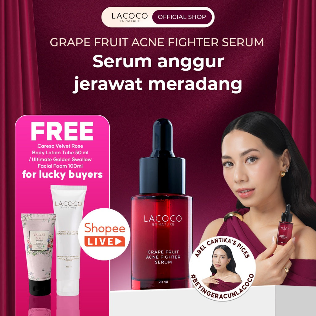 [BEST SELLING] [Abel Cantika's Picks] Lacoco Grape Fruit Acne Fighter Serum Skincare Jerawat Meradang Beruntusan Glow Swiss Glad Skint