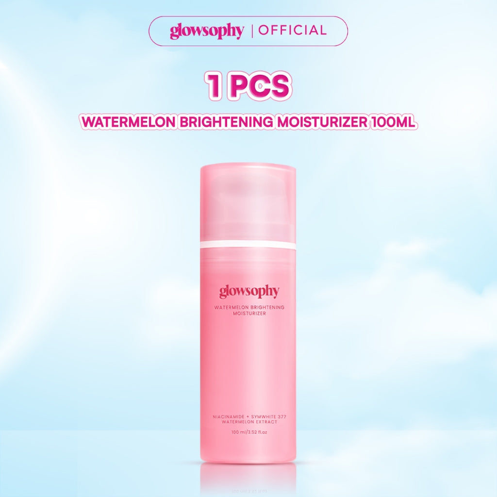 Glowsophy Watermelon Brightening Moisturizer Gel 100ml - Pelembab Wajah Ringan Mencerahkan Kulit dan Meratakan Warna Kulit Kusam Krim Siang dan Malam Perawatan Kulit Ekstrak Watermelon Pelembab Esensi Wajah Perawatan Kulit Pembersih