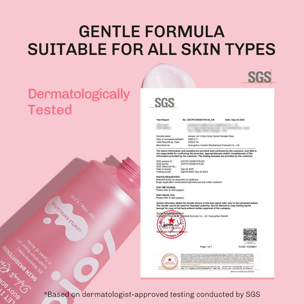 [NEW LAUNCH] Lavojoy Let It Glow Body Scrub DELICATE ROSE 180ML | Body Scrub Untuk Mencerahkan & Meratakan Warna Kulit Dengan 3% Niacinamide + Australian Super VC | Dual-Action Exfoliation Menghasilkan Kulit Yang Lebih Halus Dan Lembut